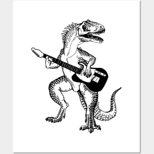 SEEMBO Dinosaur Playing Guitar Musician Guitarist Music Band Posters and Art